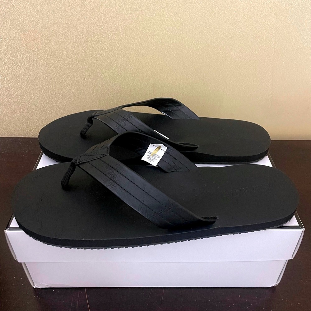 Old Navy‎ Mens Faux Leather Flip Flop Sandals Black Jack Size 10-11 681533-01